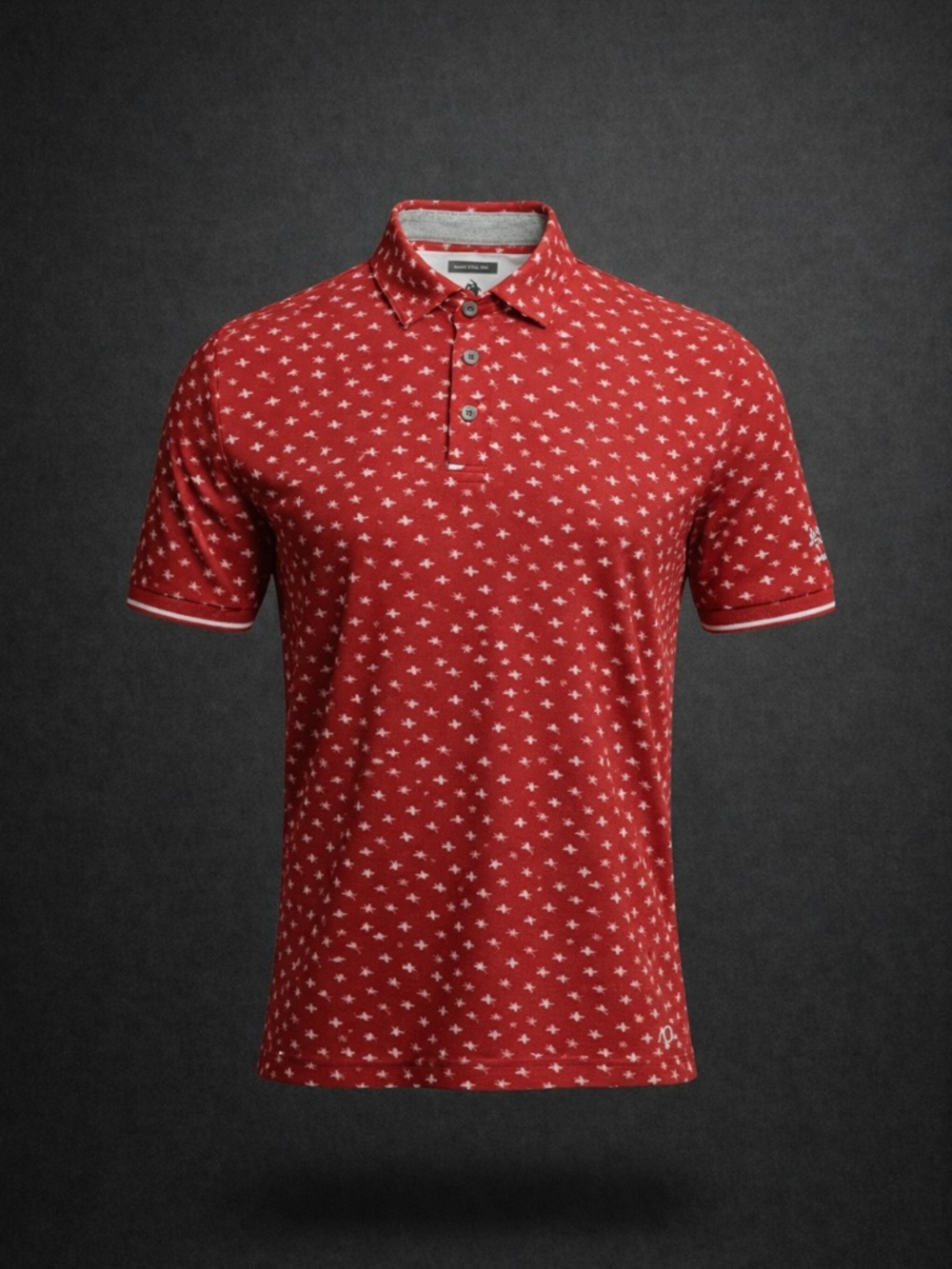 AndersonOrd Golf Polo XL Red Fish Turtle Print Performance Stretch Coastal Shirt
